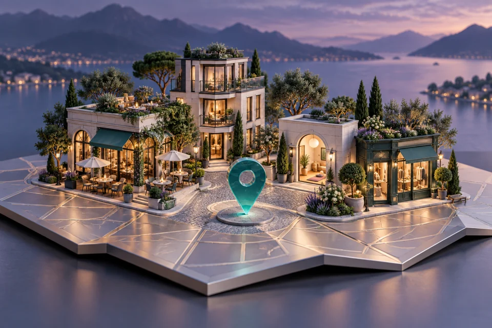 Illustrative miniature neighborhood on a map